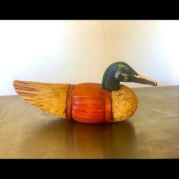 Other - Duck decoy figure Philippines VTG wood & cork